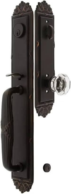 Imperial Style Tubular Handleset in Oil Rubbed Bronze with Old Town Knobs and 2 3/8" Backset. Antique Door Handle.