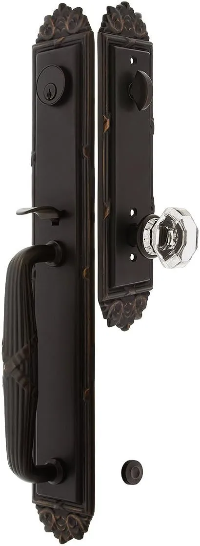 Imperial Style Tubular Handleset in Oil Rubbed Bronze with Old Town Knobs and 2 3/8" Backset. Antique Door Handle.