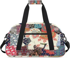 Indian Elephant Gym Duffel Bag for Men Women Colorful Printed Sports Tote Bag with Adjustable Shoulder Strap for Dance Gymnastics Traveling Outdoor Camping Overnight Stay