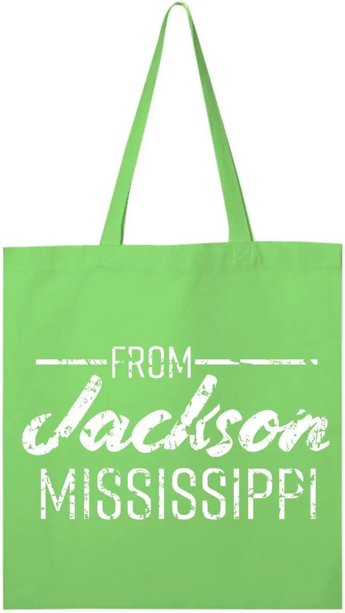 inktastic From Jackson Mississippi in White Distressed Text Tote Bag