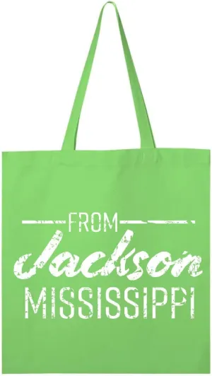 inktastic From Jackson Mississippi in White Distressed Text Tote Bag