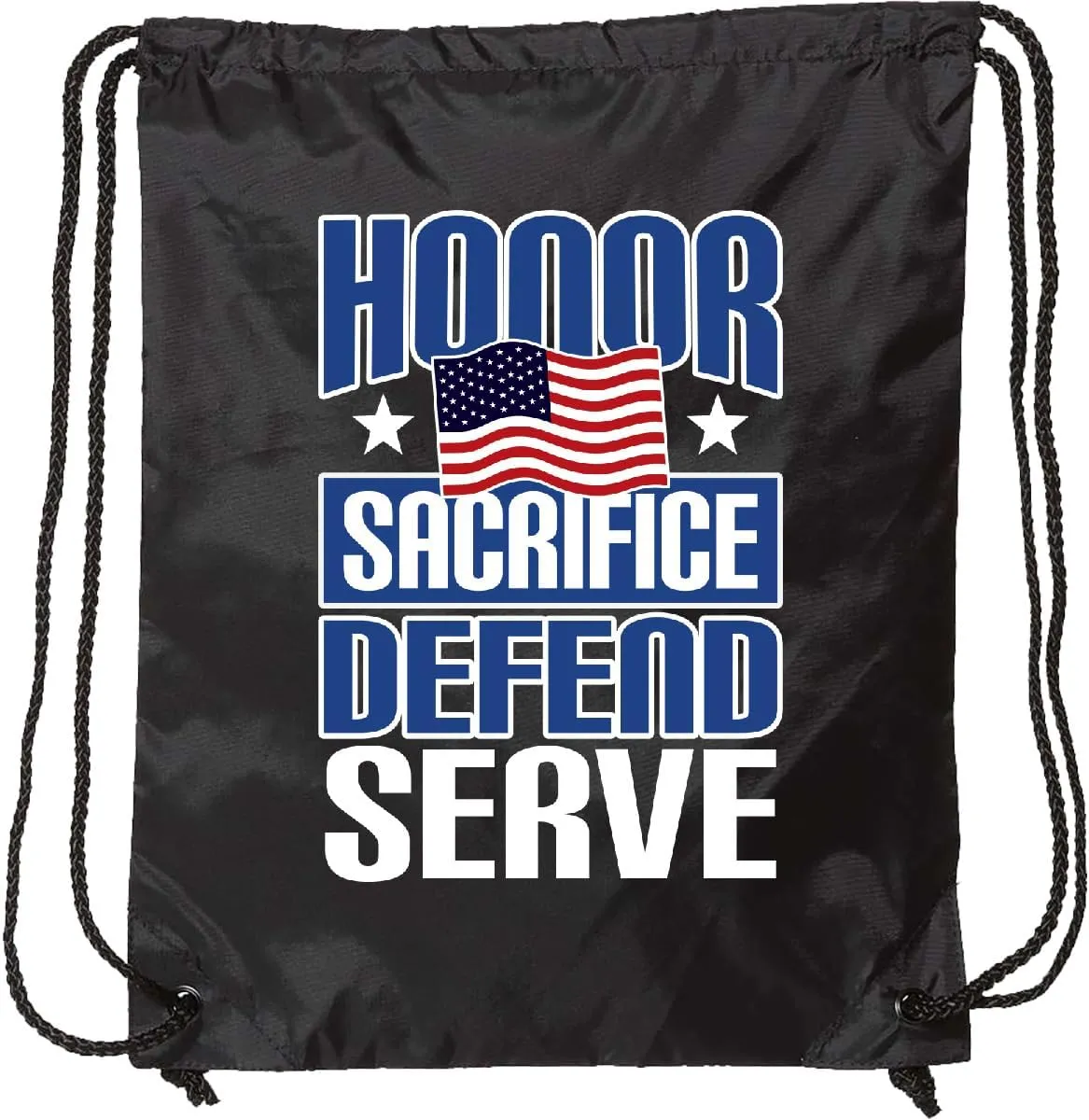 inktastic Military Honor Sacrifice Defend Serve Drawstring Bag Black 3036d