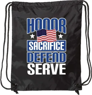 inktastic Military Honor Sacrifice Defend Serve Drawstring Bag Black 3036d