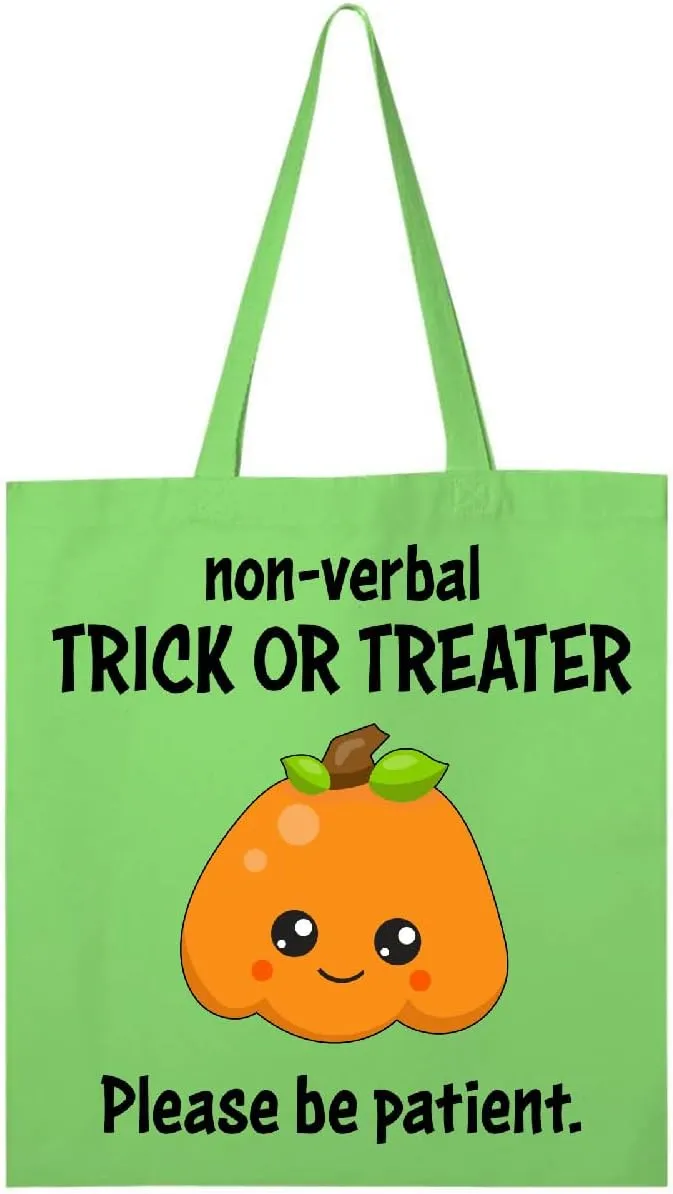 inktastic Non-Verbal Trick or Treater with Cute Pumpkin Tote Bag