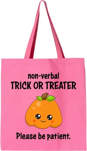 inktastic Non-Verbal Trick or Treater with Cute Pumpkin Tote Bag