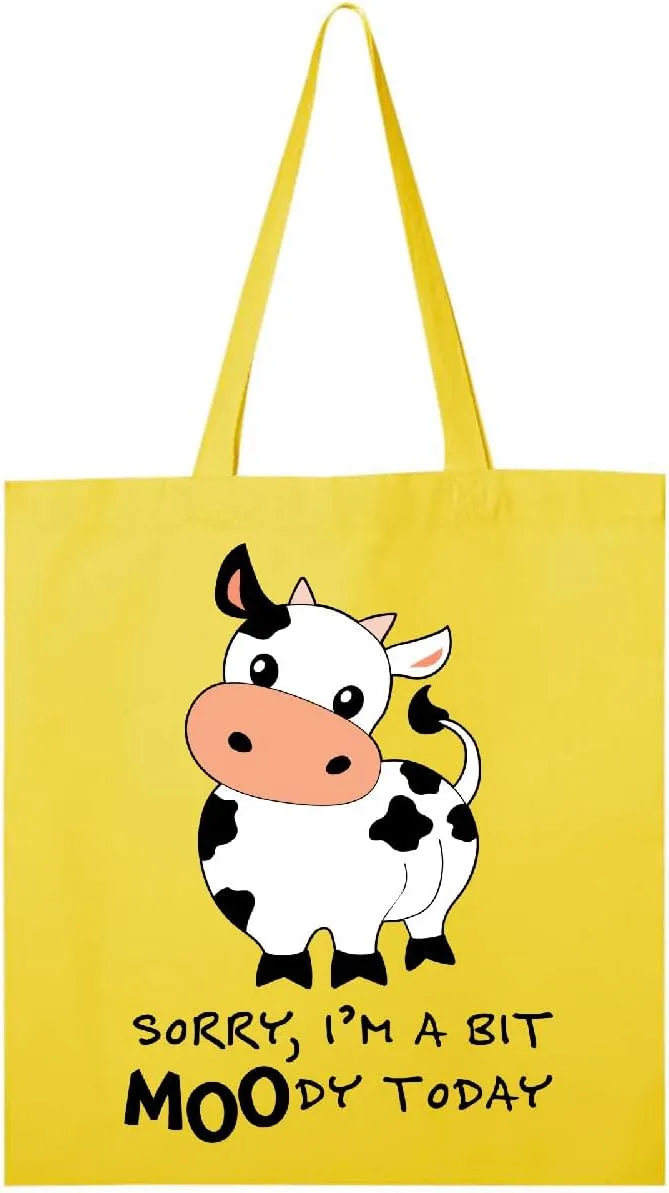 inktastic Sorry, I'm a Bit MOOdy Today Cute Cow Pun Tote Bag