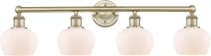 Innovations Lighting 616-4W-AB-G91 Fenton - 4 Light Bath Vanity in Industrial Style-10 Inches Tall and 33.5 Inches Wide, Finish Color: Antique Brass, Glass Color: Matte White