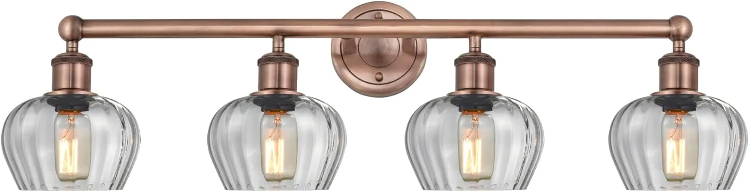 Innovations Lighting Fenton - 4 Light Bath Vanity in Industrial Style-10 Inches Tall and 33.5 Inches Wide-Antique Copper Finish-Clear Glass C