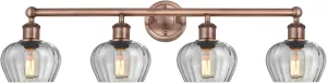 Innovations Lighting Fenton - 4 Light Bath Vanity in Industrial Style-10 Inches Tall and 33.5 Inches Wide-Antique Copper Finish-Clear Glass C