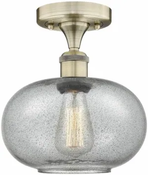 Innovations Lighting Gorham - 1 Light Semi-Flush Mount in Industrial Style-10.75 Inches Tall and 9.5 Inches Wide-Antique Brass Finish-Charcoa