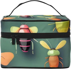 Insect Atlas Large Capacity Cosmetic Bag 9x6.5x6.2 Inches, Women'S Portable Travel Organizer Bag