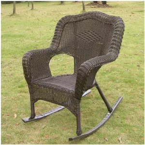 International Caravan Furniture Piece Camelback Resin Wicker Rocker