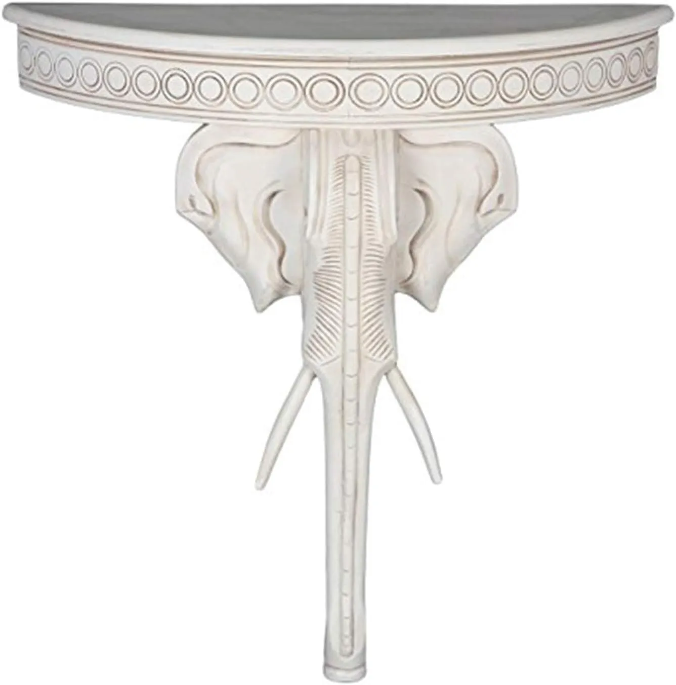 International Caravan Furniture Piece Windsor Carved Exotic Elephant Wall Table