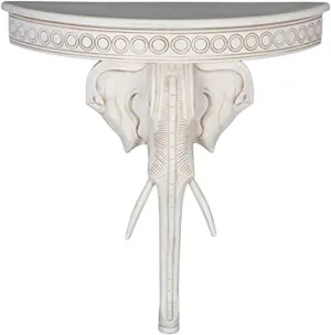 International Caravan Furniture Piece Windsor Carved Exotic Elephant Wall Table