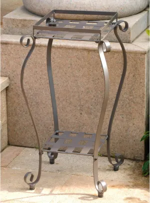 International Caravan Mandalay Square Iron Plant Stand Rustic Brown