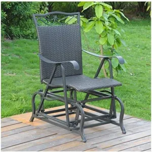 International Caravan Valencia Resin Wicker/Steel Single Glider Antique Black