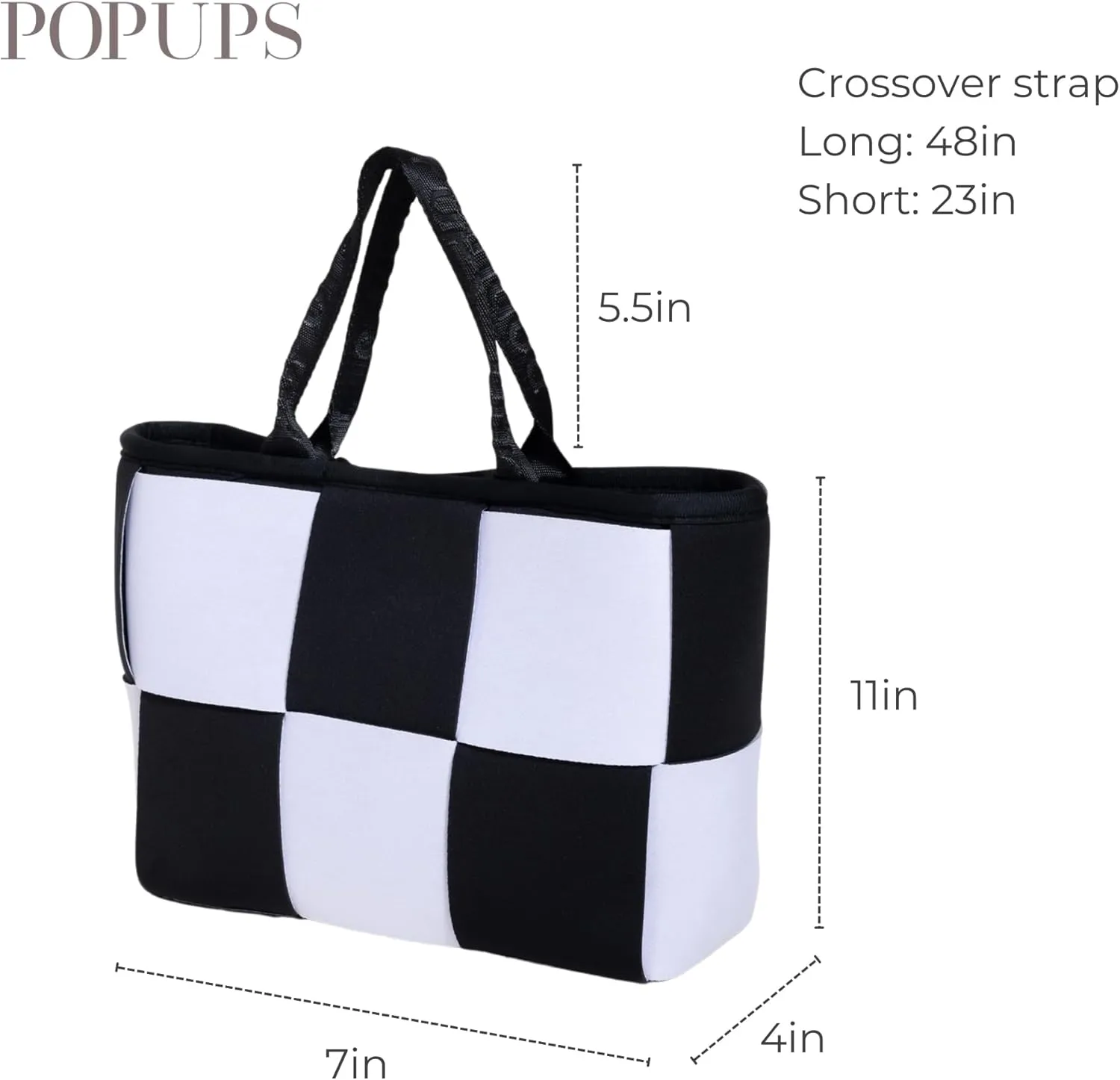 Interwoven Neoprene Mini Tote Bag for Women- Spacious, Lightweight Crossbody Purse – Shoulder Strap, Interior Pocket