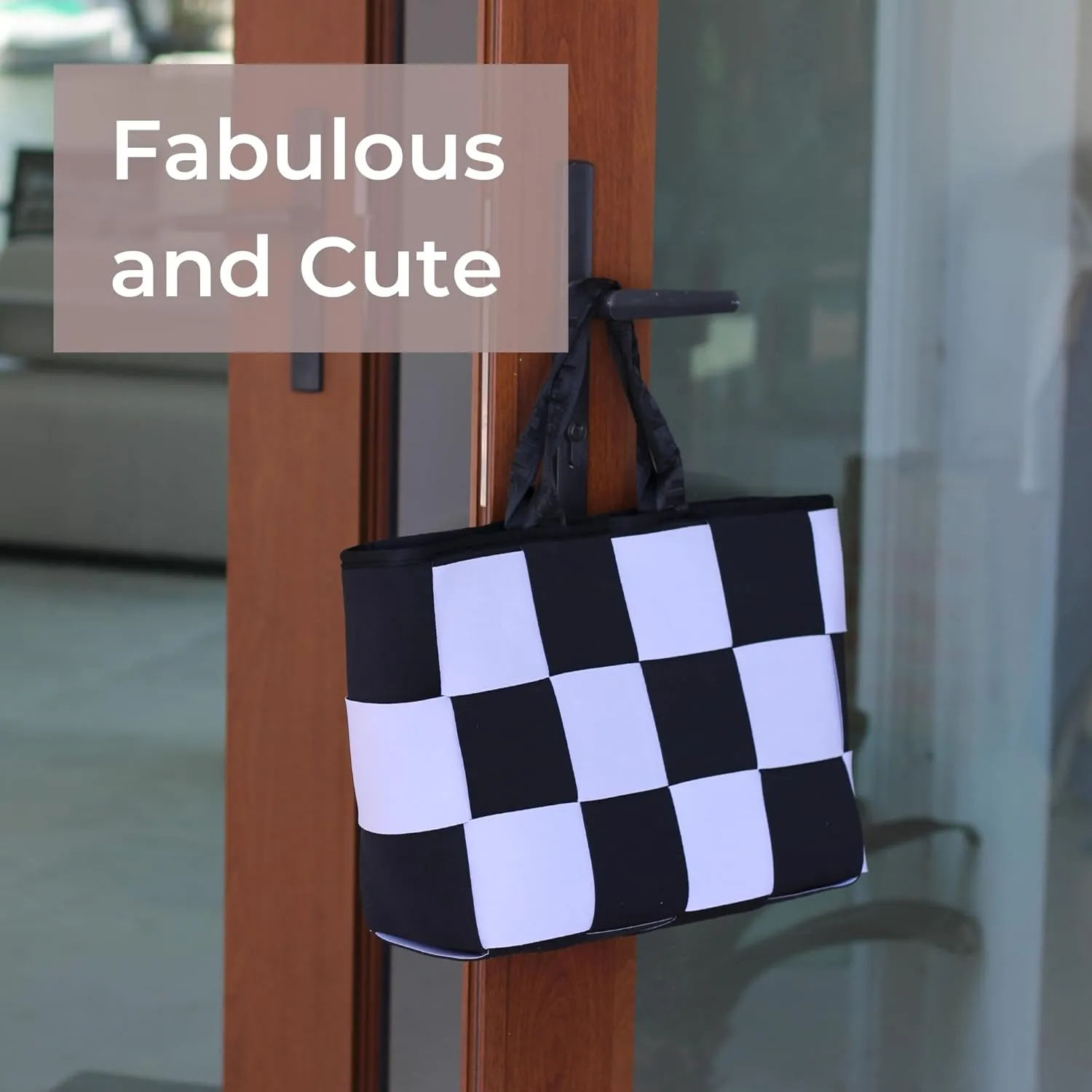 Interwoven Neoprene Mini Tote Bag for Women- Spacious, Lightweight Crossbody Purse – Shoulder Strap, Interior Pocket
