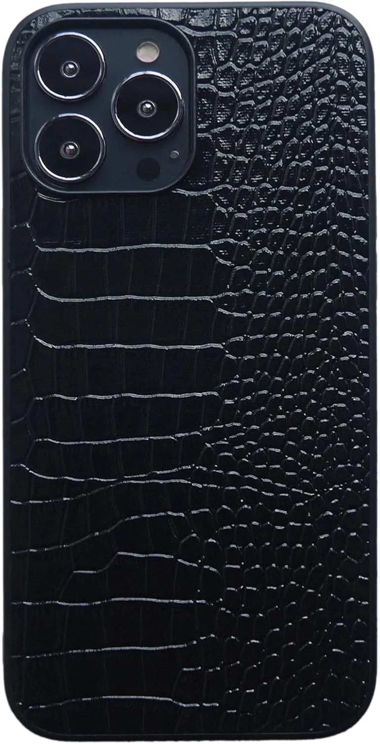 iPhone 11 Case for Women, Crocodile Synthetic Patent Leather Cover, Classic Fashion for iPhone11 6.1 inch - Black