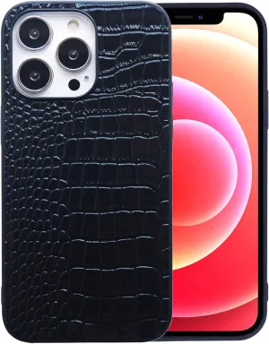 iPhone 11 Case for Women, Crocodile Synthetic Patent Leather Cover, Classic Fashion for iPhone11 6.1 inch - Black