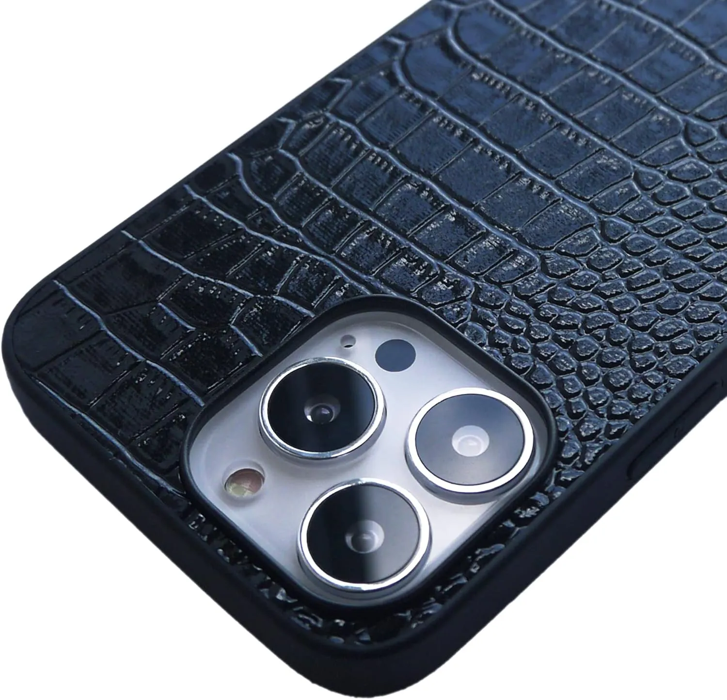 iPhone 11 Case for Women, Crocodile Synthetic Patent Leather Cover, Classic Fashion for iPhone11 6.1 inch - Black