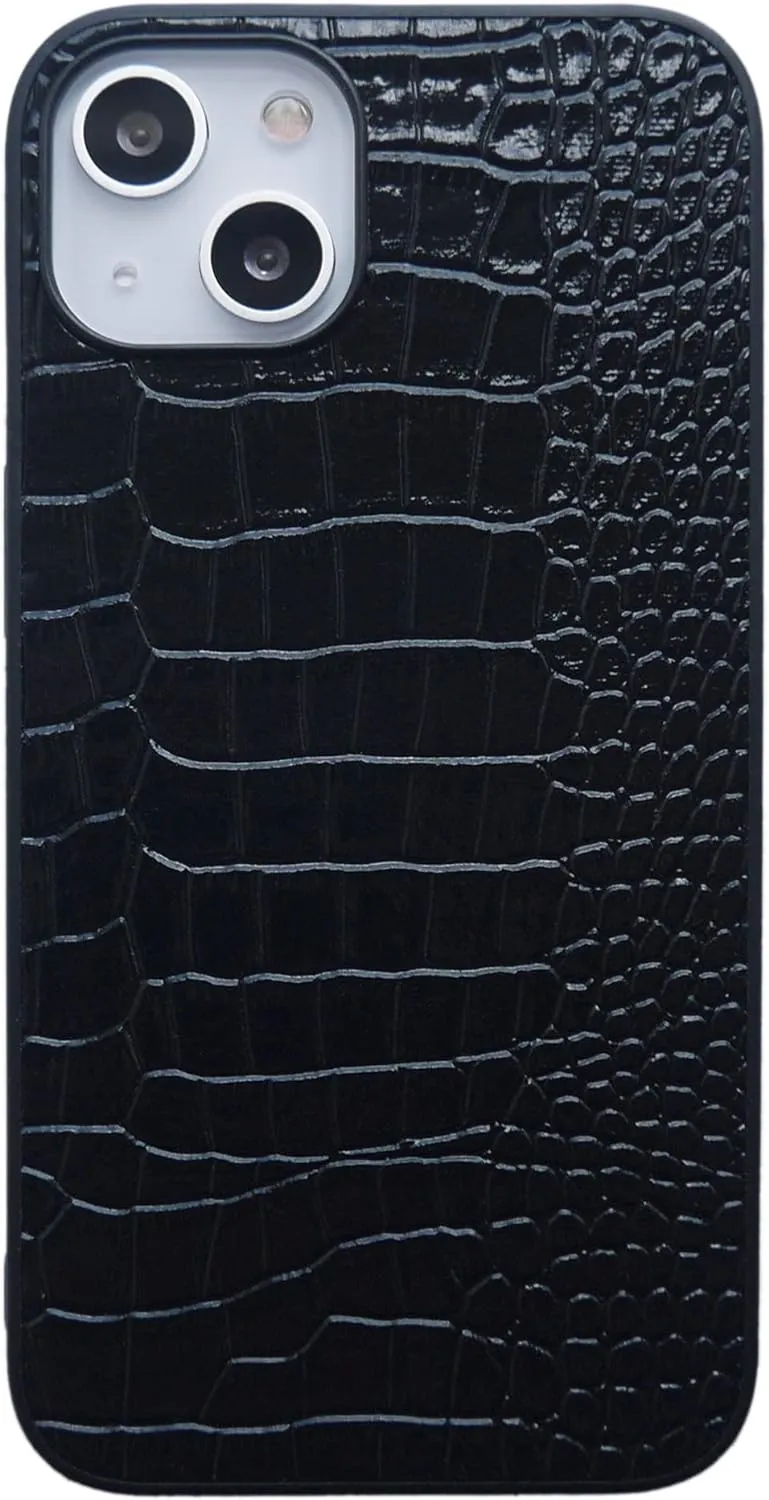 iPhone 11 Case for Women, Crocodile Synthetic Patent Leather Cover, Classic Fashion for iPhone11 6.1 inch - Black