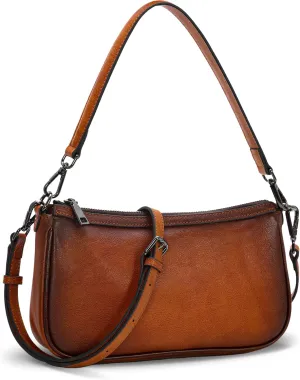 Iswee Leather Crossbody Bags for Women Small Designer Shoulder Bag Hobo Purse Satchel Handbags with Two Straps
