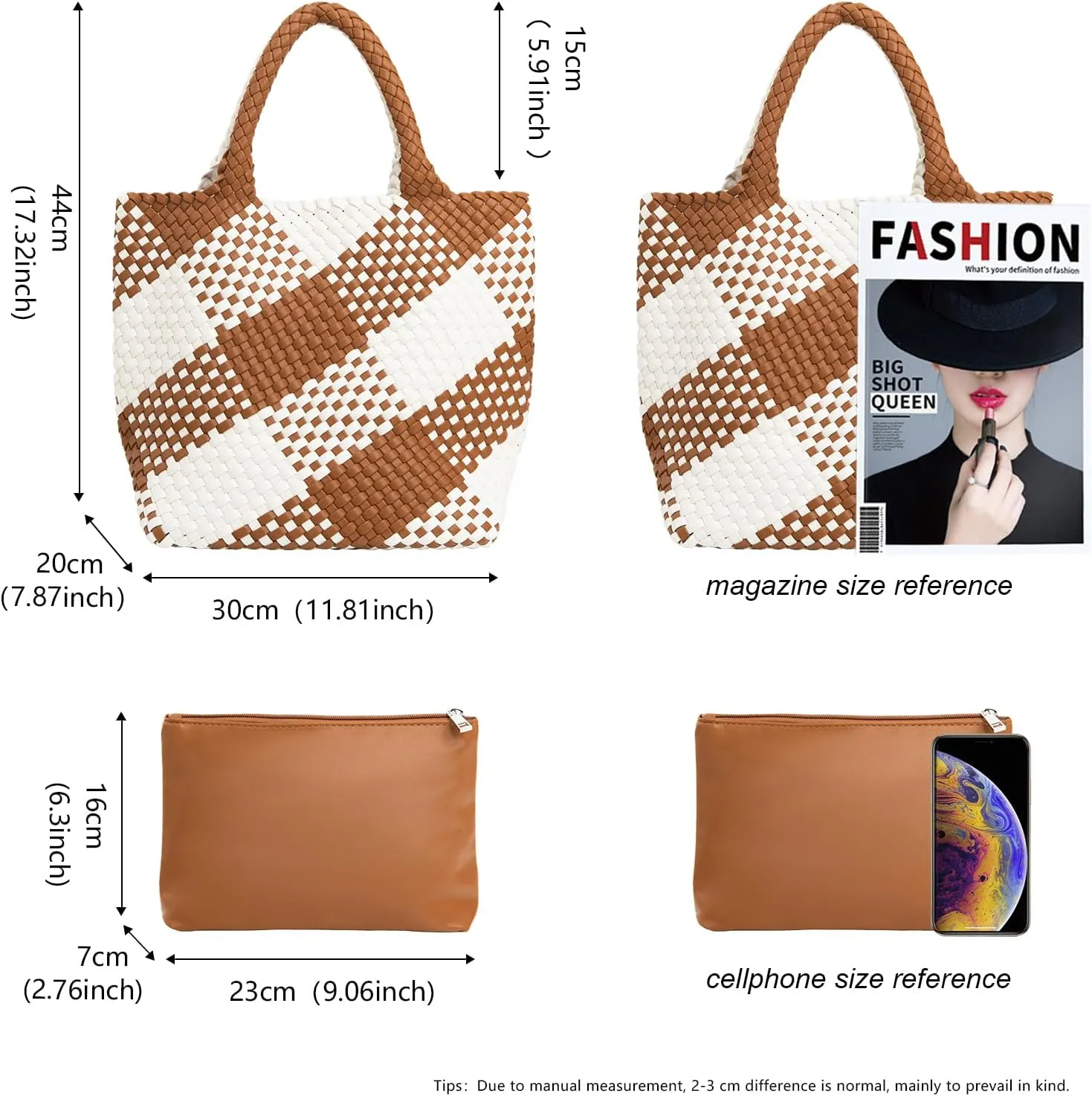 IwIeIaIrI Woven Tote Bag for Women Vegan Leather Hand-Woven Tote Handbag