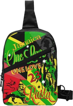 Jamaican Rasta One Loves Party Portable Sling Bags Packable Crossbody Bag Foldable Sport Daypack Reusable Shoulder Backpack Diagonally Chest Bag for Workout Travel