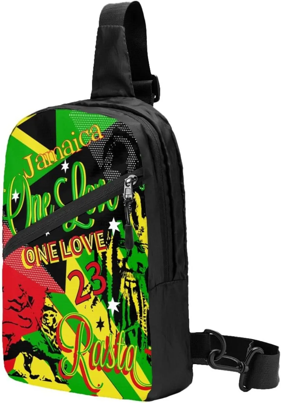 Jamaican Rasta One Loves Party Portable Sling Bags Packable Crossbody Bag Foldable Sport Daypack Reusable Shoulder Backpack Diagonally Chest Bag for Workout Travel