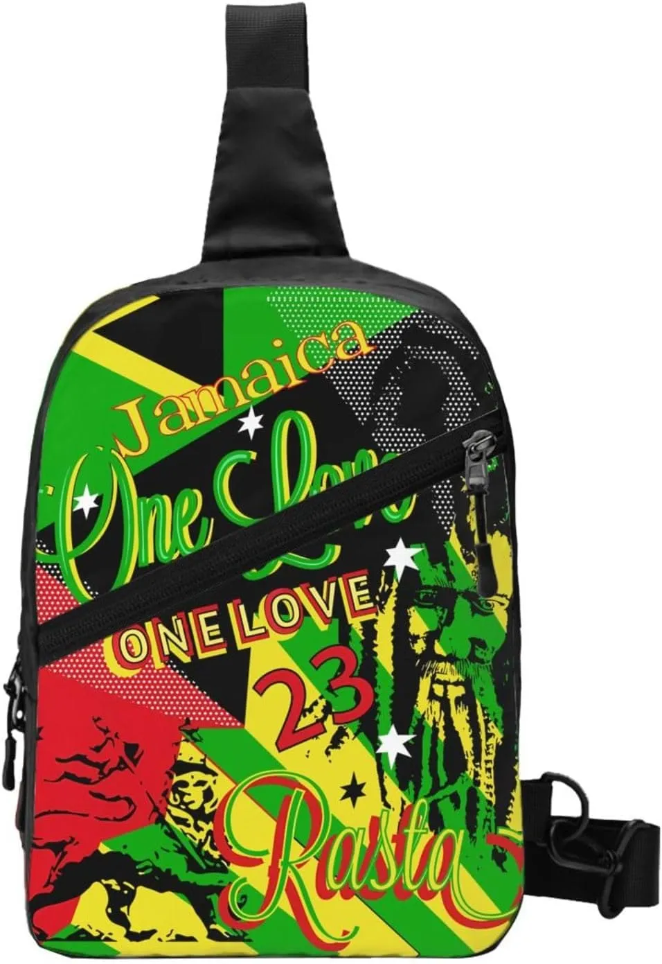 Jamaican Rasta One Loves Party Portable Sling Bags Packable Crossbody Bag Foldable Sport Daypack Reusable Shoulder Backpack Diagonally Chest Bag for Workout Travel