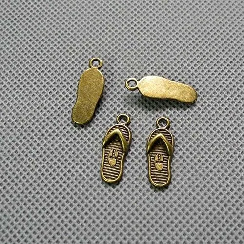 Jewelry Making Charms Findings Supply Supplies Crafting Lots Bulk Wholesale Antique Bronze Tone Plated 23526 Slippers