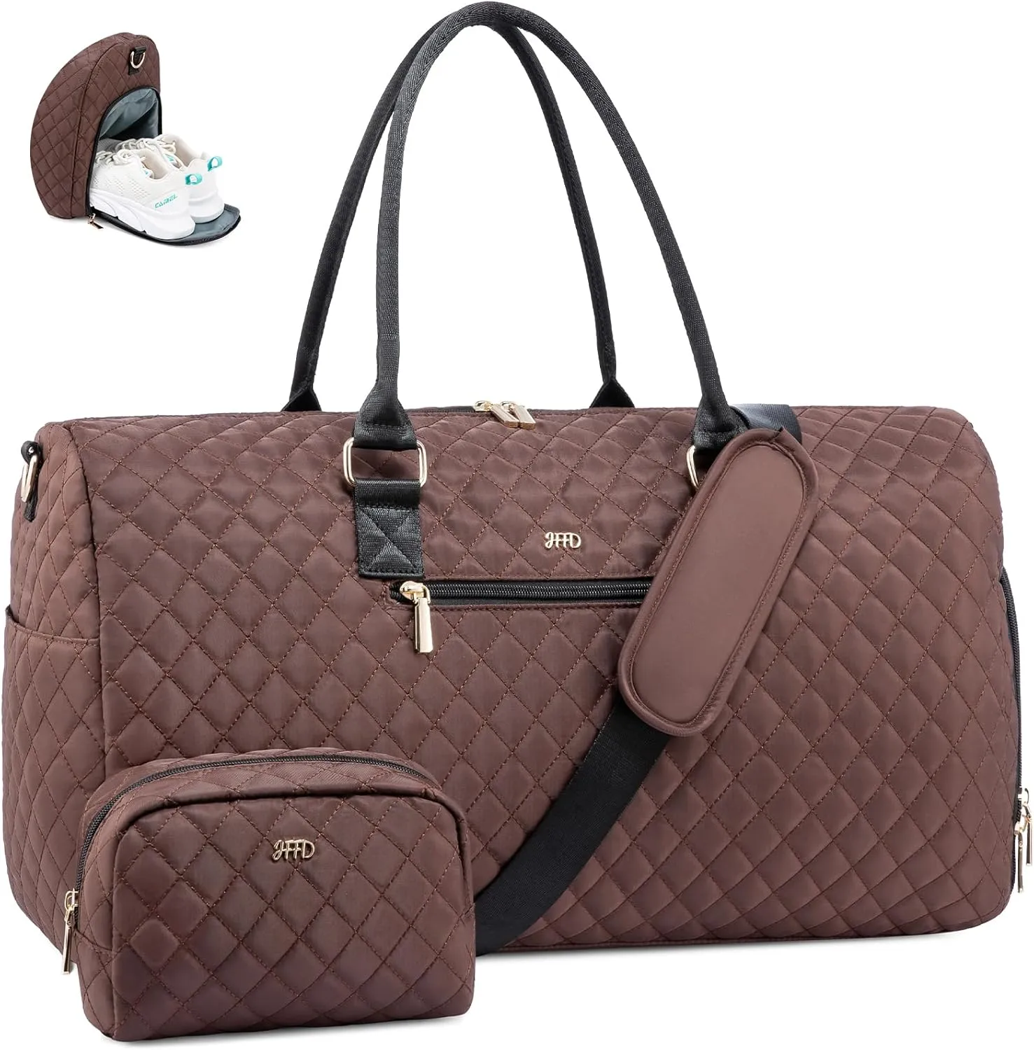 JFFD Travel Duffle, Weekender Bag for Women, Carry On Overnight with Shoe Compartment, Gym Duffel with Wet Pocket, Mommy Hospital Bag for Labor and Delivery