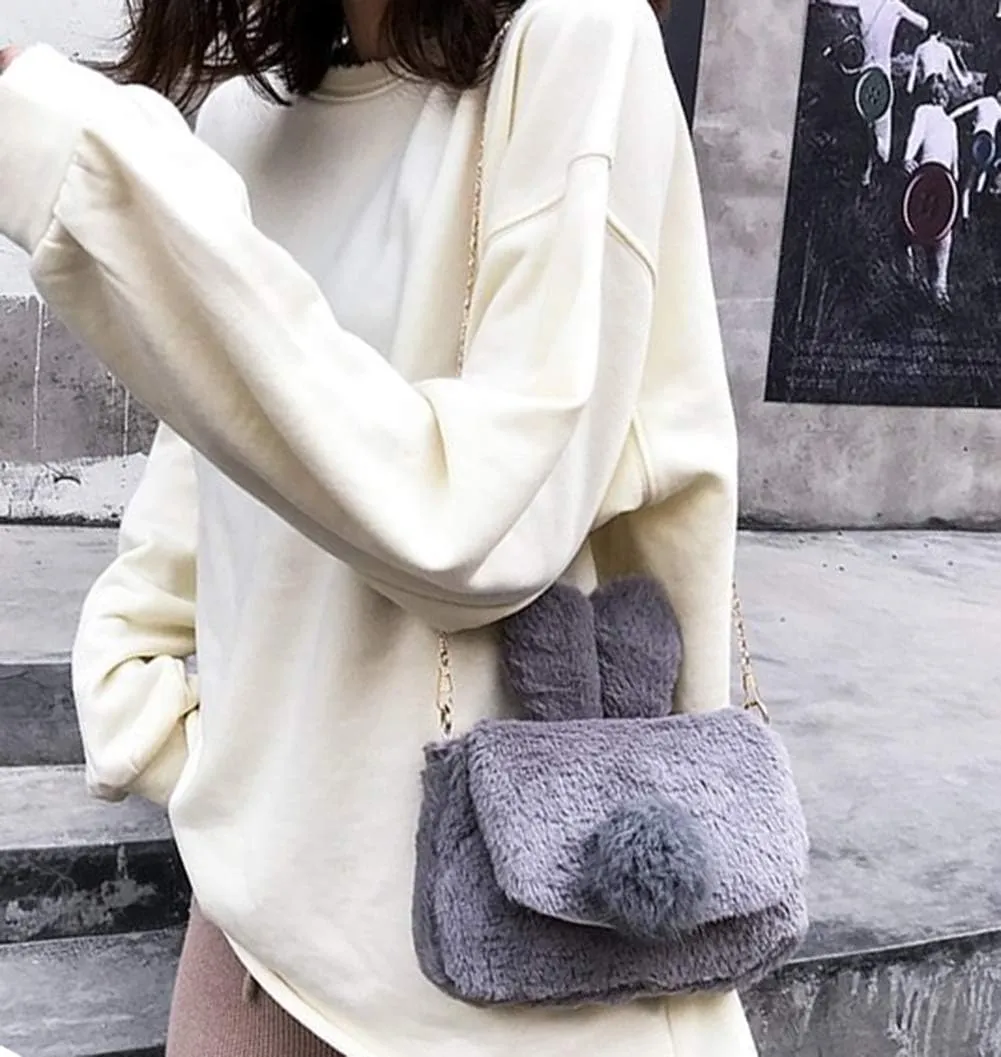 JHVYF Girls Cute Plush Crossbody Bag Chic Small Shoulder Purse Cell Phone Wallet For Girls