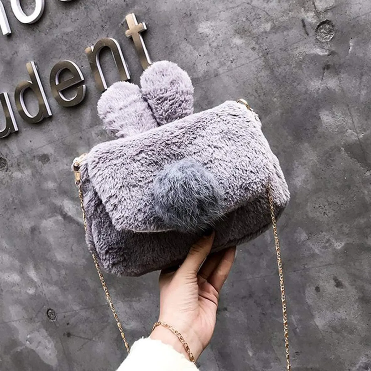 JHVYF Girls Cute Plush Crossbody Bag Chic Small Shoulder Purse Cell Phone Wallet For Girls