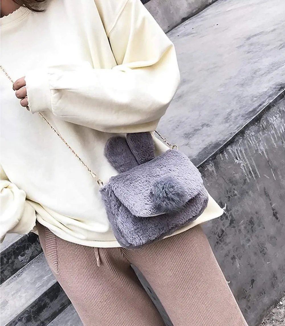 JHVYF Girls Cute Plush Crossbody Bag Chic Small Shoulder Purse Cell Phone Wallet For Girls