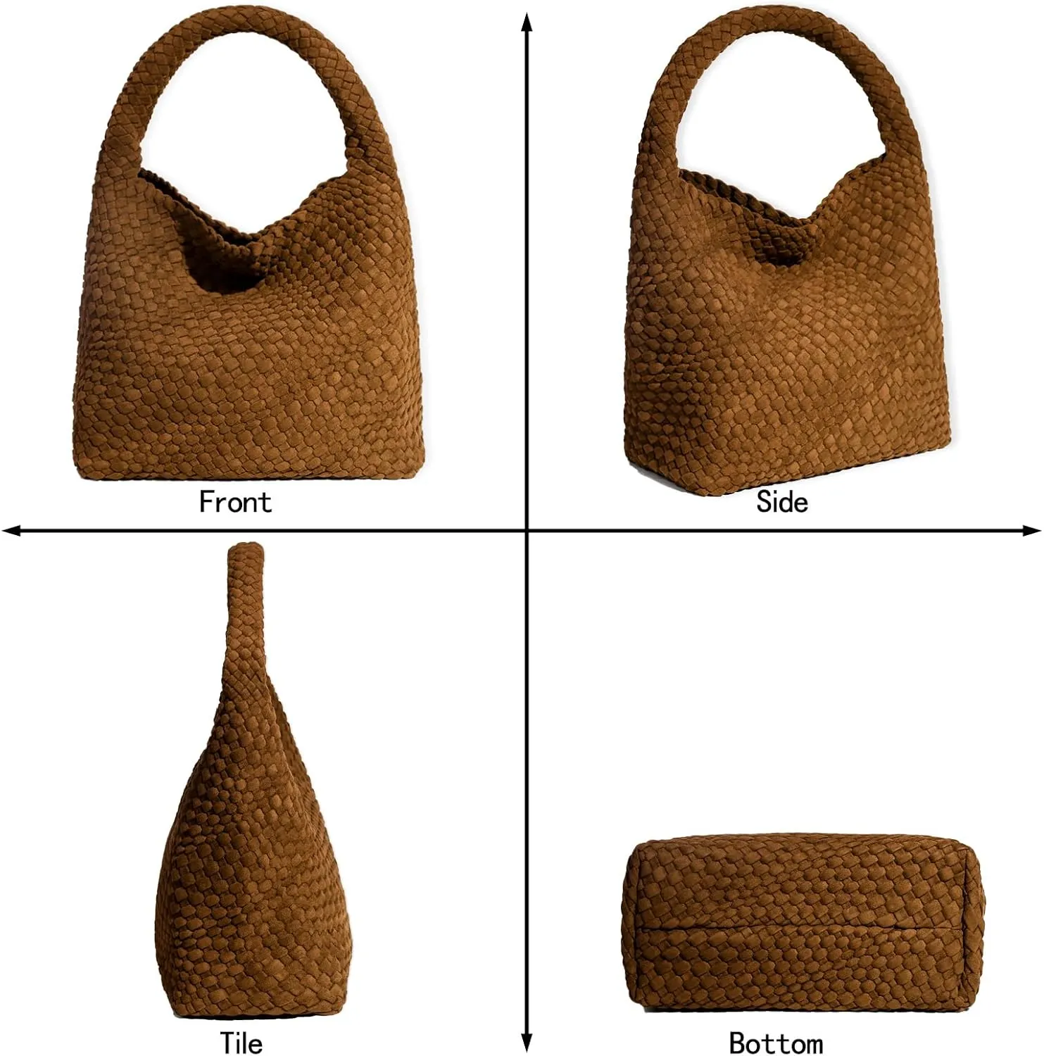 JINMANXUE Woven Purse for Women, Neoprene Top-handle Shoulder Bag, Hobo Tote, Travel Handbag, Wrist Bag For Work Shopping