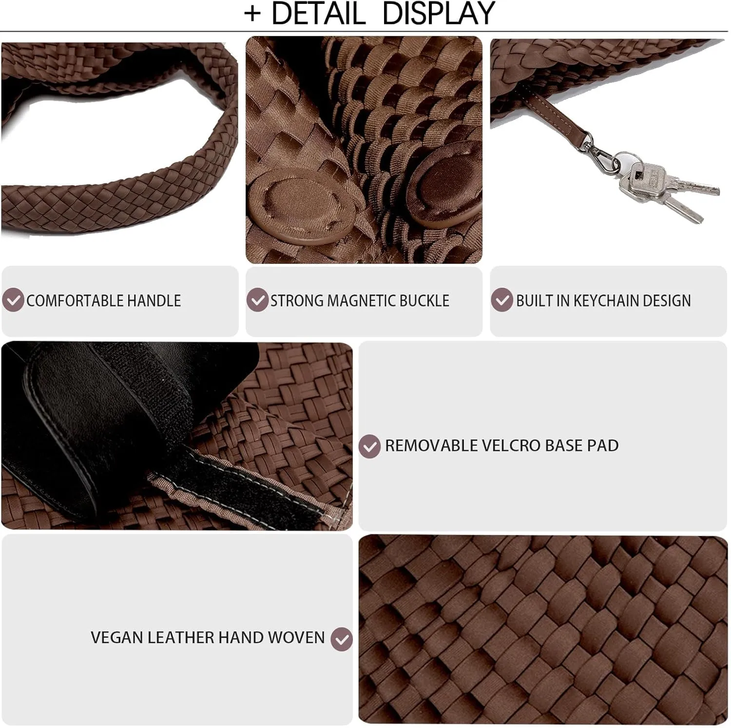 JINMANXUE Woven Purse for Women, Neoprene Top-handle Shoulder Bag, Hobo Tote, Travel Handbag, Wrist Bag For Work Shopping