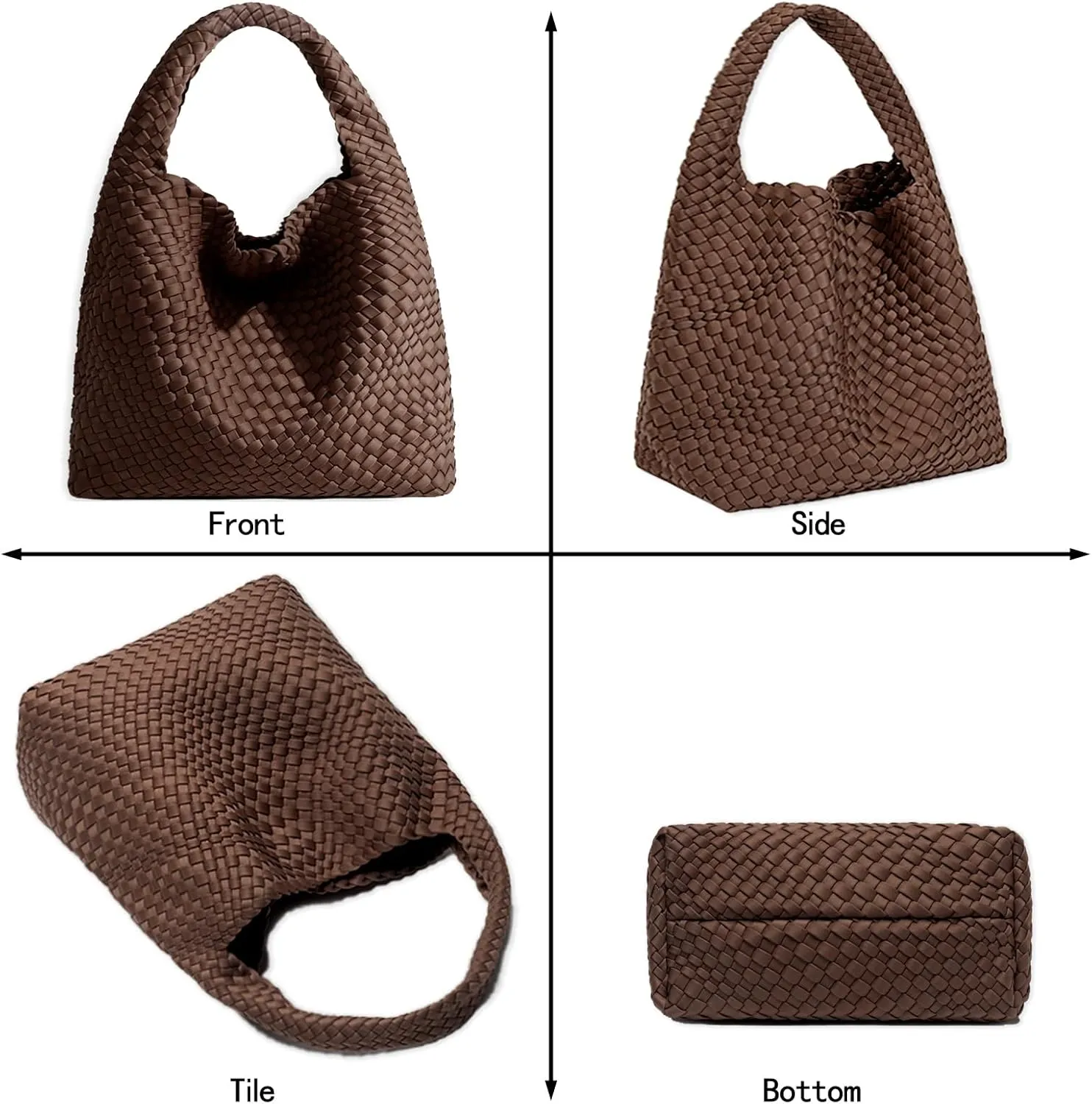 JINMANXUE Woven Purse for Women, Neoprene Top-handle Shoulder Bag, Hobo Tote, Travel Handbag, Wrist Bag For Work Shopping