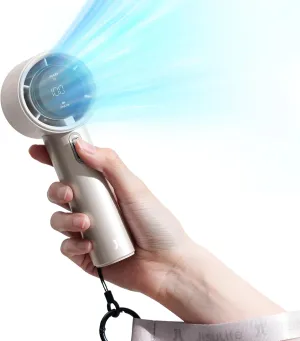 JISULIFE Portable Handheld Fan, Speed(1-100) Adjustable Turbo Mini and 5000mAh Battery Rechargeable Personal Fan with Metal Body, Digital Display, Gifts for Women Men Travel/Camping/Outdoor-Brown