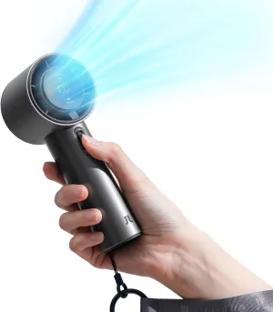 JISULIFE Portable Handheld Fan,Speed(1-100) Adjustable Turbo Mini Fan,5000mAh Battery Rechargeable Personal Fan with Metal Body,Digital Display,Gifts for Women Men Travel/Camping/Outdoor-Grey
