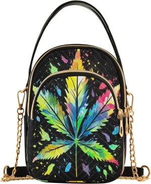 Joko Ivery Colorful Maple Leaves Multi Pockets Crossbody Bags for Women Zip Cell Phone Purse Wallet Bag with Detachable Shoulder Strap Shoulder Purse for Gift Traveling Shopping Women Girls Trendy