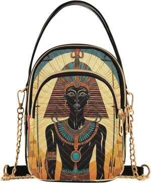 Joko Ivery Watercolor Pharaoh Egyptian Multi Pockets Crossbody Bags for Women Zip Cell Phone Purse Wallet Bag with Detachable Shoulder Strap Zipper Purse for Girls Women Gift Shopping Traveling
