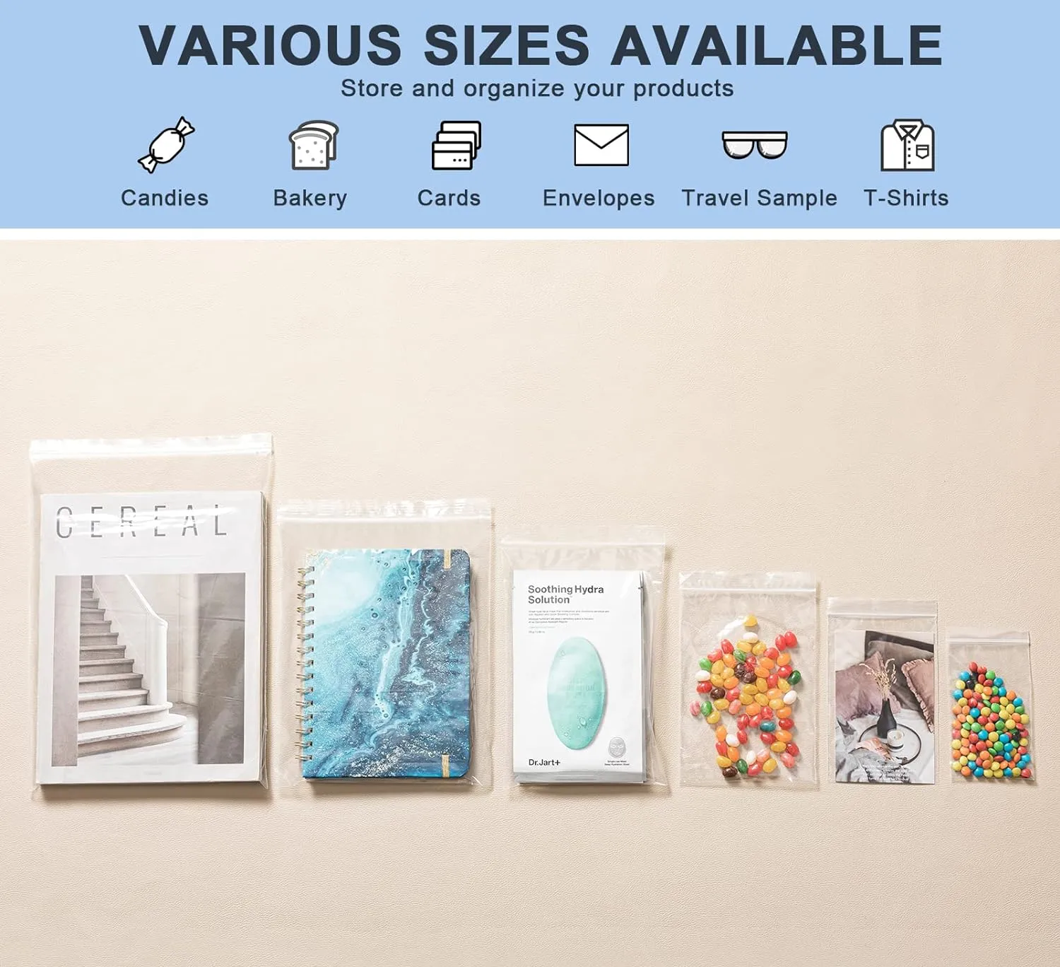 joybest 3 x 5 Inch (500 Pcs) Reclosable Clear Plastic Zip Poly Bags, 3.15 Mil Reclosable Ziplock Bags for Small Business with Resealable Lock Seal Zipper