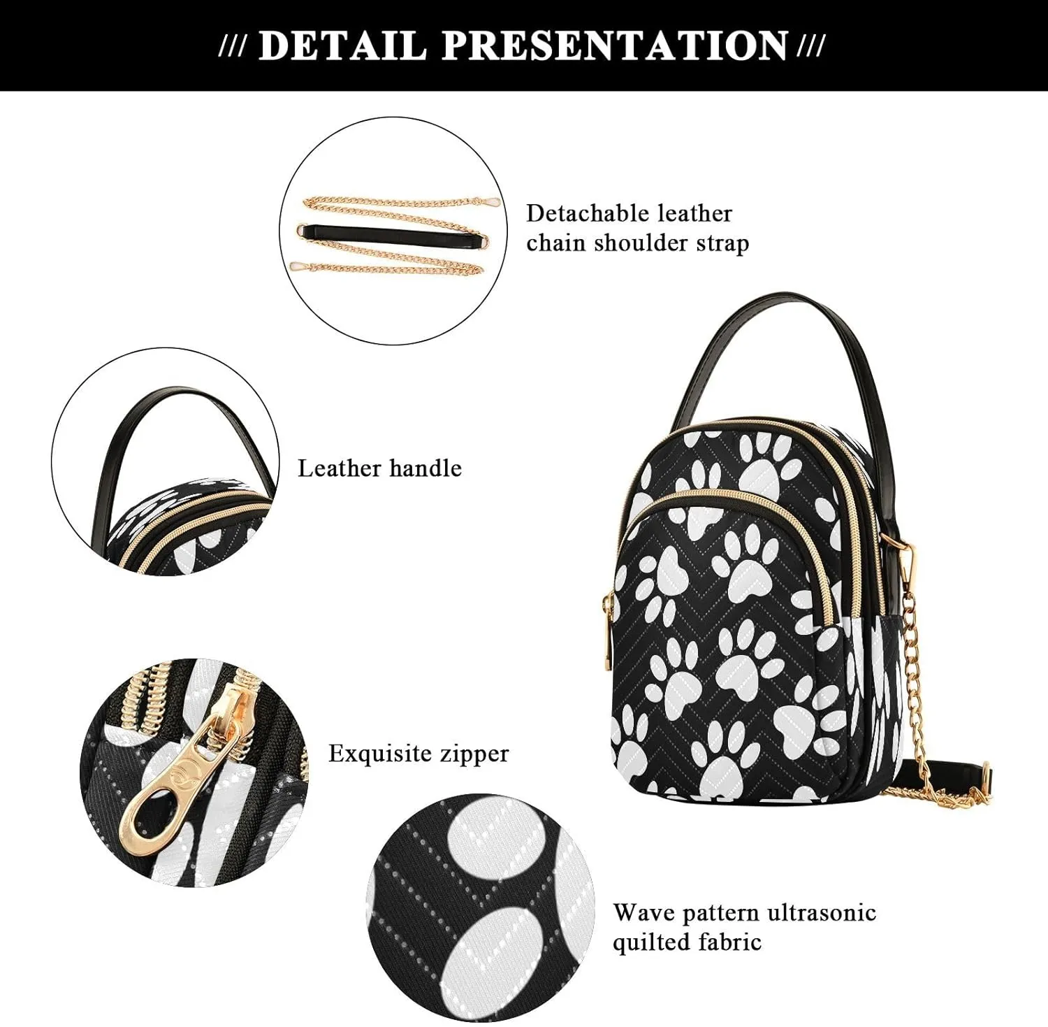 JSTEL Small Crossbody Bag for Women with Compartments,Long Strap Crossbody Purse Polyester Phone Purse Wallet