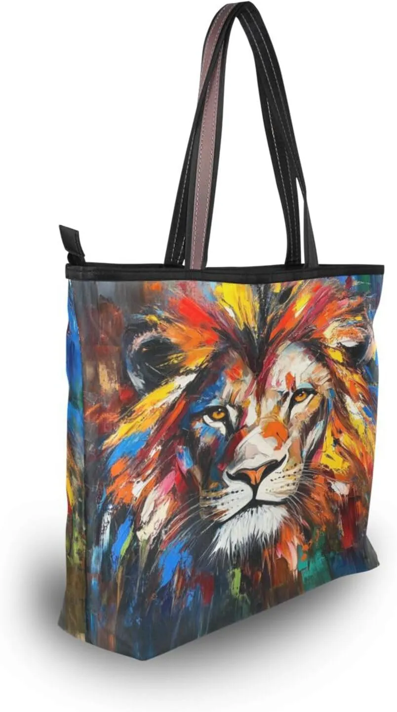 JSTEL Tote Bag for Women with Zipper,Polyester Tote Purse Holiday Tote Bag Work Handbag Women Gift