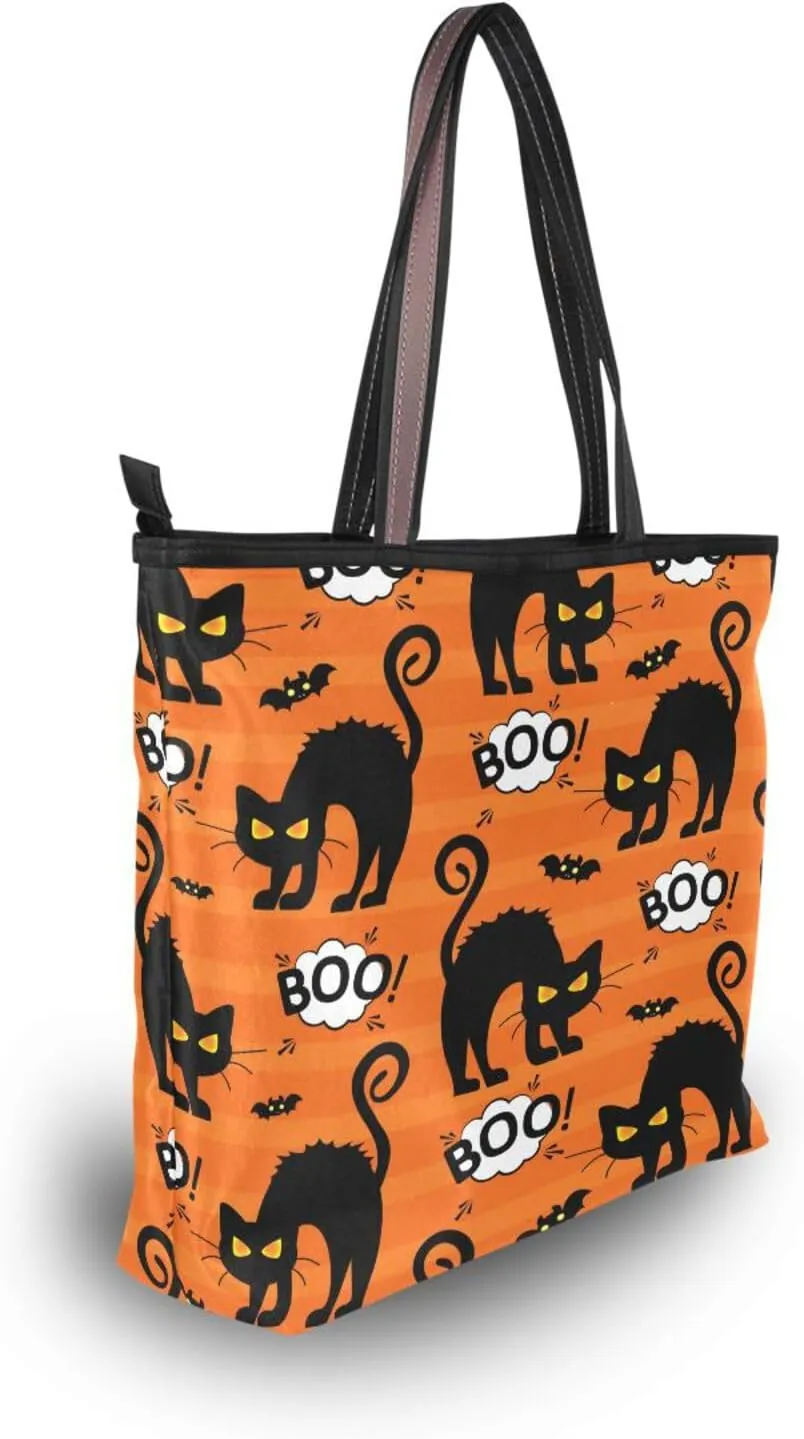 JSTEL Tote Bag for Women with Zipper,Polyester Tote Purse Holiday Tote Bag Work Handbag Women Gift