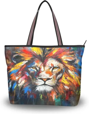 JSTEL Tote Bag for Women with Zipper,Polyester Tote Purse Holiday Tote Bag Work Handbag Women Gift