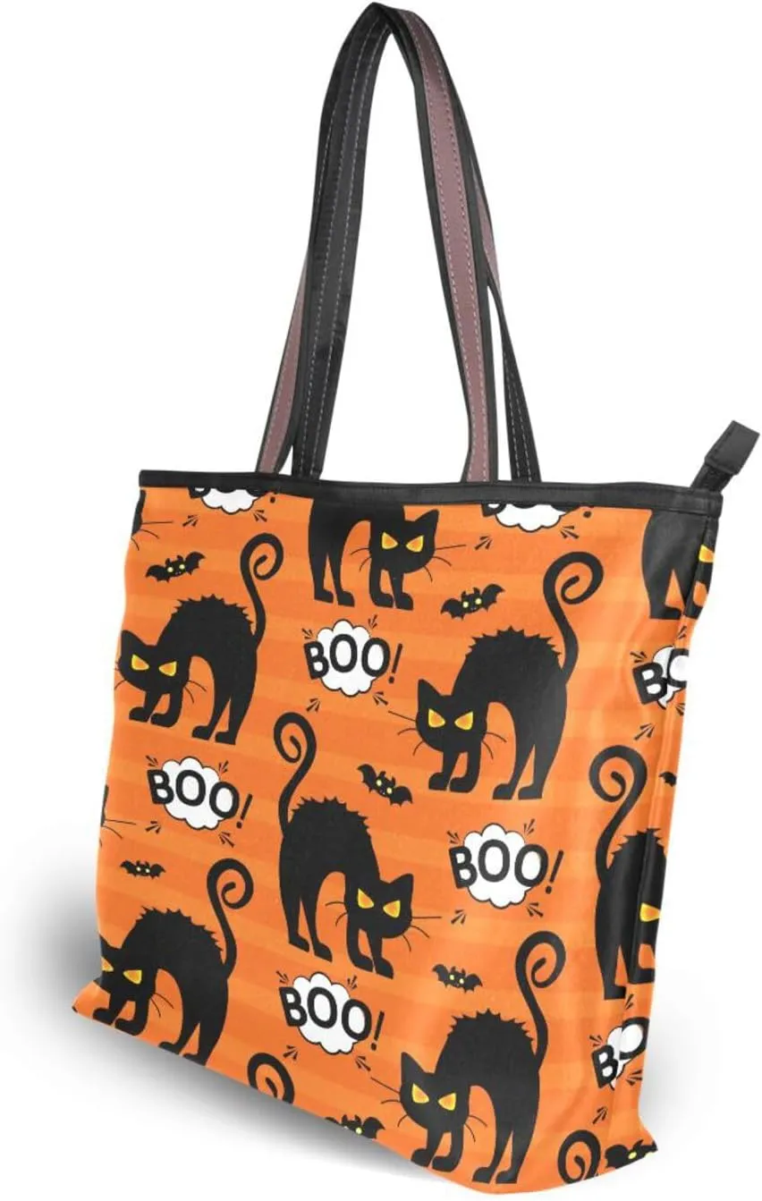 JSTEL Tote Bag for Women with Zipper,Polyester Tote Purse Holiday Tote Bag Work Handbag Women Gift