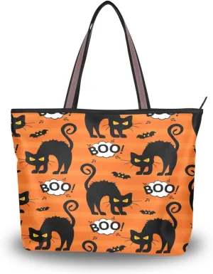 JSTEL Tote Bag for Women with Zipper,Polyester Tote Purse Holiday Tote Bag Work Handbag Women Gift